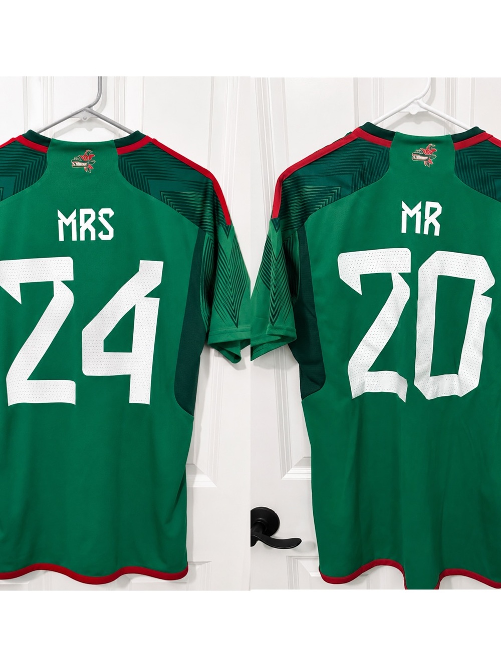 Custom Adidas Mexico Soccer Jersey Set Mr & Mrs Wedding Jerseys (WM & ML)